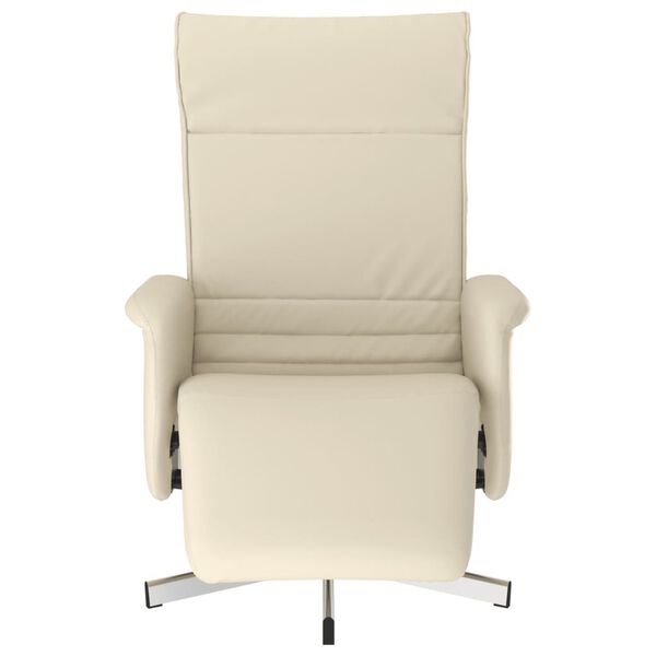vidaXL Sill&oacute;n reclinable con reposapi&eacute;s cuero sint&eacute;tico color crema