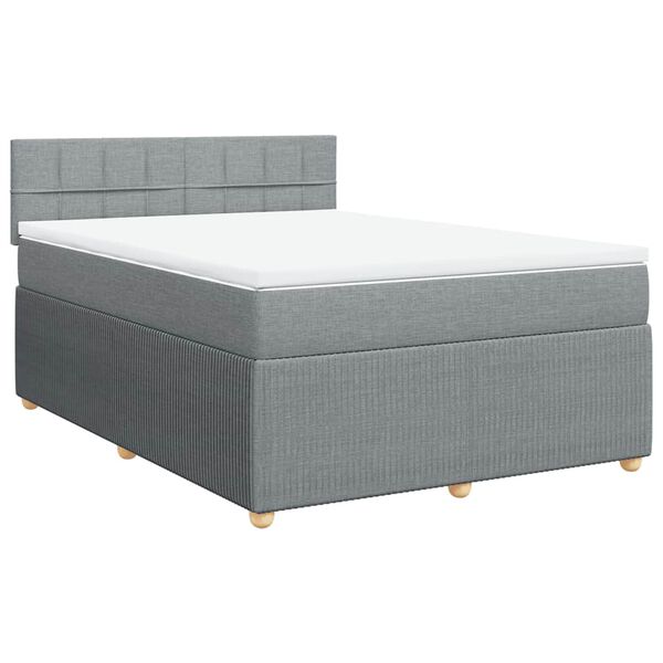 vidaXL Cama box spring con colch&oacute;n tela gris claro 160x200 cm