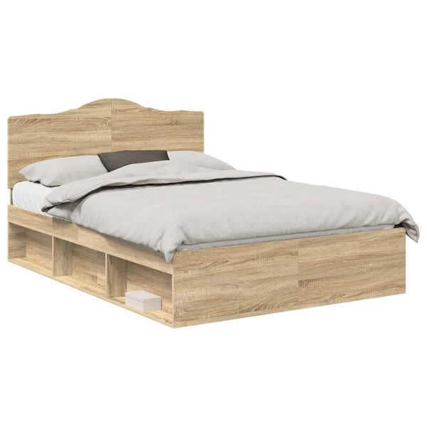 vidaXL Estructura de cama con cabecera Roble Sonoma 150 x 200 cm