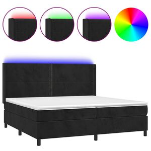 vidaXL Cama box spring colch&oacute;n y LED terciopelo negro 200x200 cm