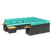 vidaXL Set de sof&aacute;s de jard&iacute;n 11 pzas y cojines rat&aacute;n sint&eacute;tico negro