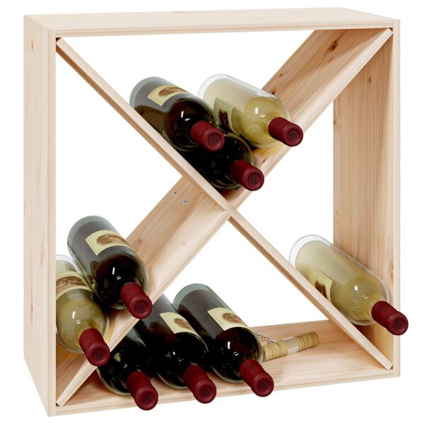 vidaXL Botellero de madera maciza de pino 62x25x62 cm