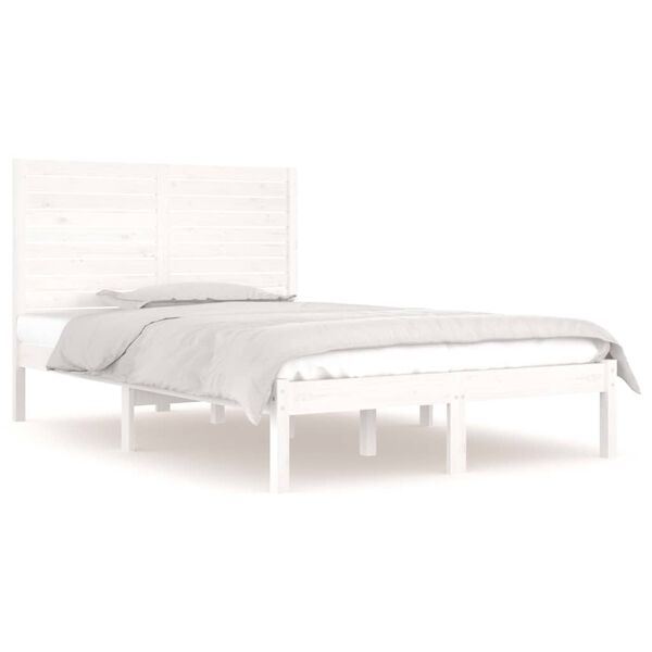 vidaXL Estructura de cama de madera maciza blanca 135x190 cm