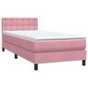 vidaXL Cama box spring con colch&oacute;n y LED terciopelo rosa 90x210 cm
