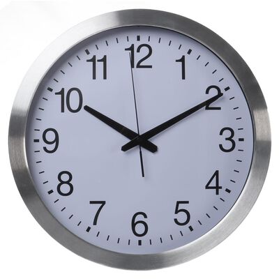 Perel Reloj de pared blanco y plateado 40 cm
