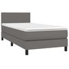 vidaXL Cama box spring con colch&oacute;n cuero sint&eacute;tico gris 100x200 cm