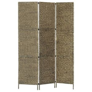 vidaXL Biombo divisor 3 paneles jacinto de agua marr&oacute;n 116x160 cm