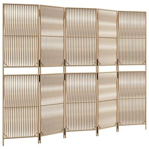 vidaXL Biombo de 5 paneles rat&aacute;n sint&eacute;tico beige