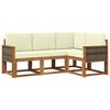 vidaXL Conjunto de sof&aacute;s de exterior 4 uds. Natural y Crema Poli&eacute;ster