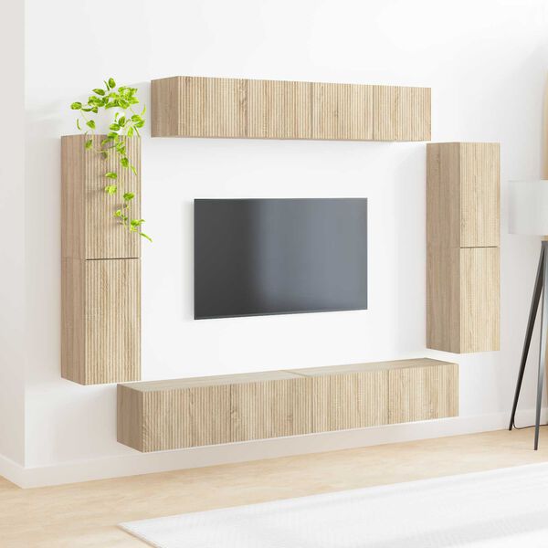 vidaXL Mueble de TV 8 pcs Roble Sonoma