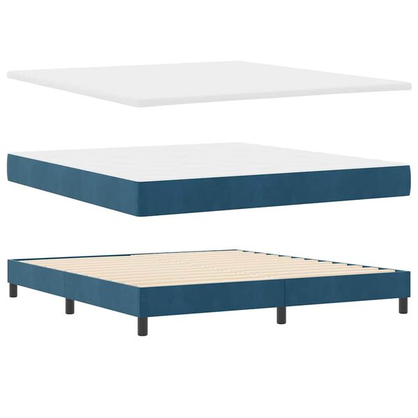 vidaXL Cama tipo Box Spring Azul Oscuro 200 x 180 cm Poli&eacute;ster