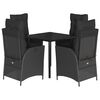 vidaXL Set de muebles jard&iacute;n 5 pzas con cojines rat&aacute;n sint&eacute;tico negro