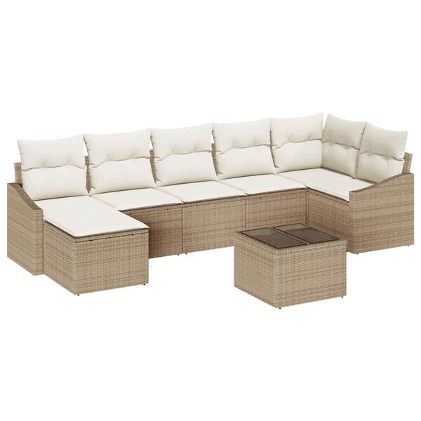 vidaXL Conjunto de sofá de jardín 8 pcs Beige y Crema ratán sintético