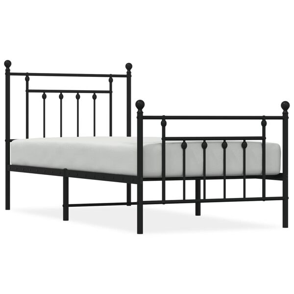 vidaXL Estructura cama sin colch&oacute;n con estribo metal negro 90x200 cm