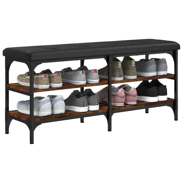 vidaXL Banco zapatero madera de ingeniería roble ahumado 102x32x47 cm