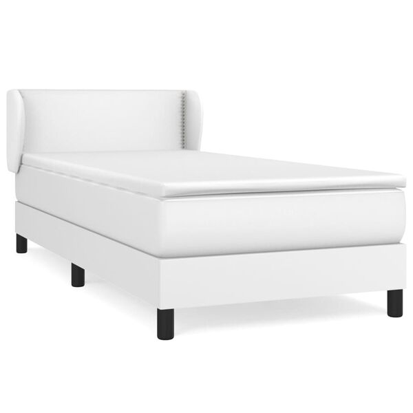 vidaXL Cama box spring con colch&oacute;n cuero sint&eacute;tico blanco 90x190 cm