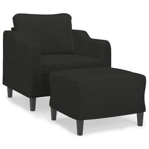 vidaXL Sill&oacute;n con taburete tela negro 60 cm