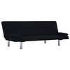 vidaXL Sof&aacute; cama con dos almohadas de poli&eacute;ster negro