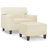 vidaXL Sill&oacute;n con taburete cuero sint&eacute;tico color crema 60 cm