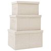 vidaXL Juego de cajas de almacenaje apilables 3 uds tela color crema