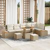 vidaXL Conjunto de sof&aacute;s de jard&iacute;n 9 pcs Beige rat&aacute;n sint&eacute;tico