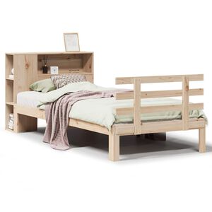 vidaXL Cama con estanter&iacute;a sin colch&oacute;n madera maciza de pino 90x190 cm