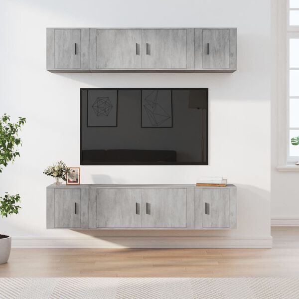 vidaXL Set de muebles de TV 6 pzas madera contrachapada gris hormig&oacute;n