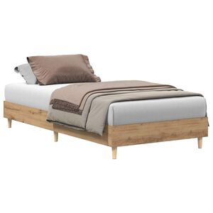 vidaXL Estructura de cama sin colch&oacute;n roble artesanal 90x200 cm