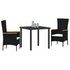 vidaXL Conjunto de Comedor de Jard&iacute;n con coj&iacute;n 3 pcs Negro
