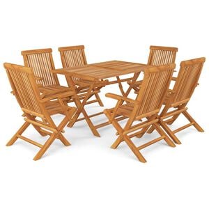 vidaXL Juego de comedor para jard&iacute;n 7 piezas madera maciza teca
