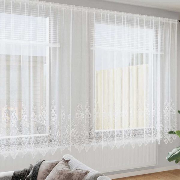 vidaXL Cortina de Encaje con cortinas Floral 200 x 400 cm Poli&eacute;ster