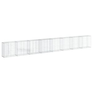 vidaXL Cesta de gaviones con cubierta hierro galvanizado 800x50x100 cm
