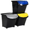 vidaXL Cubos de basura apilables con tapa 3 uds PP negro 78 L