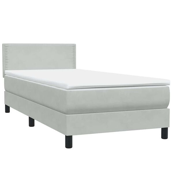 vidaXL Cama box spring con colch&oacute;n terciopelo gris claro 100x210 cm