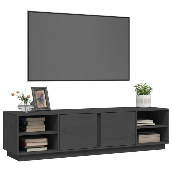 vidaXL Mueble de TV madera maciza de pino gris 156x40x40 cm
