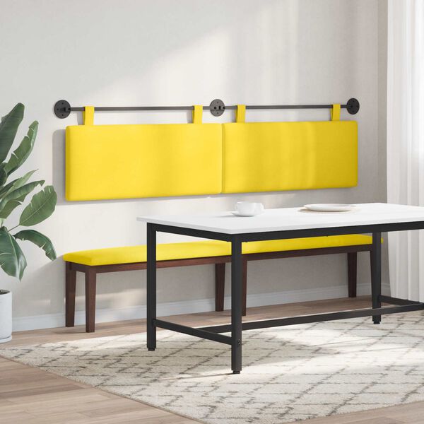 vidaXL Cabecera Colgante Amarillo Claro 210 x 55 x 5 cm Tela de Pana