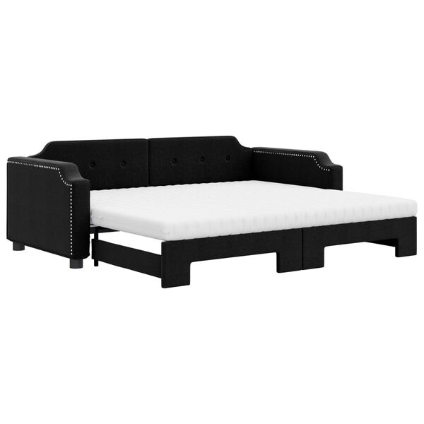 vidaXL Sof&aacute; cama nido con colch&oacute;n tela negro 90x190 cm