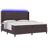 vidaXL Cama Box Spring LED con colch&oacute;n Marr&oacute;n Oscuro 200 x 200 cm tela