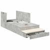 vidaXL Cama con almacenamiento con cajón Gris Concreto 100 cm