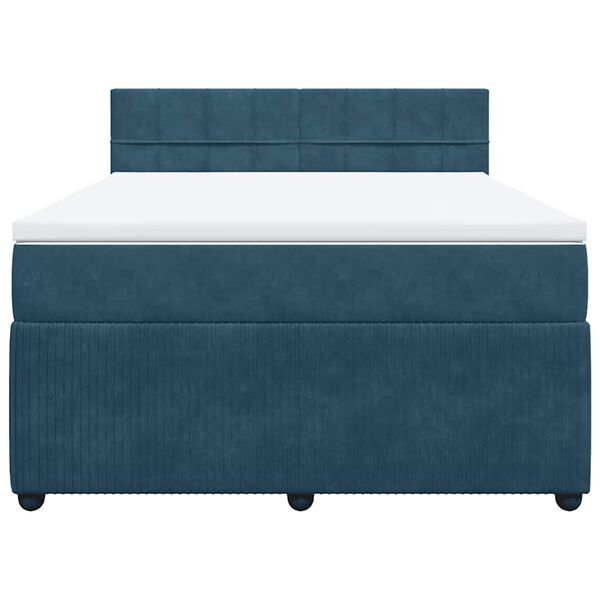 vidaXL Cama box spring con colch&oacute;n terciopelo azul 140x200 cm