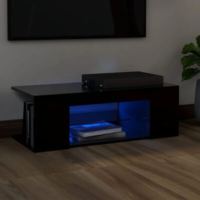 vidaXL Mueble de TV con luces LED negro 90x39x30 cm