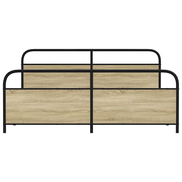 vidaXL Estructura de cama sin colch&oacute;n metal roble Sonoma 200x200 cm