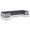 vidaXL Muebles de jard&iacute;n 7 pzas con cojines blanco madera de pino