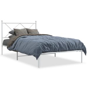 vidaXL Estructura cama sin colch&oacute;n con cabecero metal blanco 100x200cm