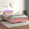 vidaXL Cama box spring con colch&oacute;n y LED terciopelo rosa 120x190 cm