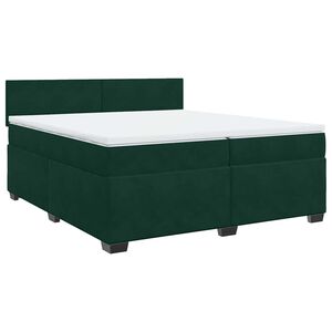 vidaXL Cama box spring con colch&oacute;n terciopelo verde oscuro 200x200 cm