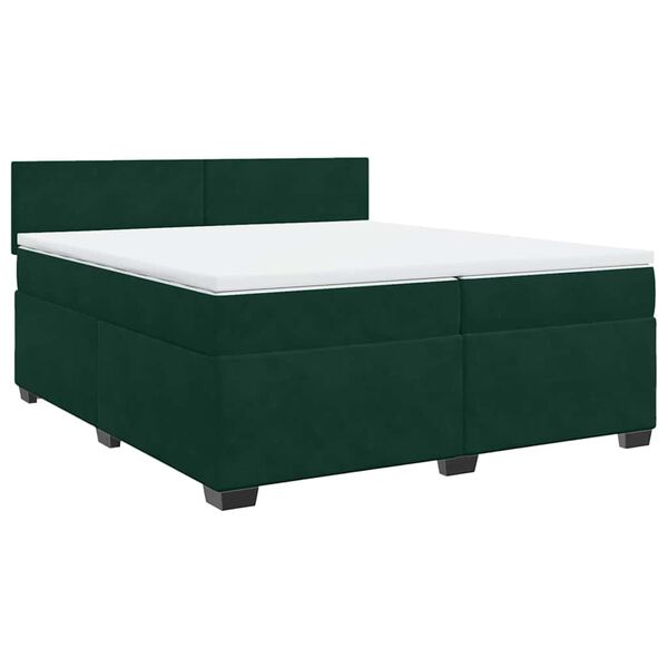 vidaXL Cama box spring con colch&oacute;n terciopelo verde oscuro 200x200 cm