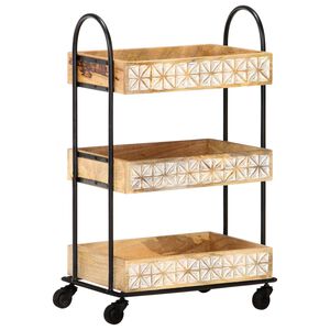 vidaXL Carro de cocina de 3 niveles madera maciza de mango 46x30x76 cm
