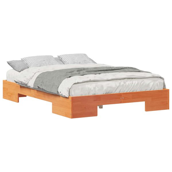 vidaXL Estructura de cama Marrón 140 x 190 cm Madera maciza de pino