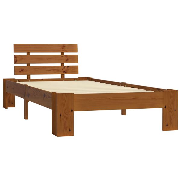 vidaXL Estructura cama sin colch&oacute;n madera pino marr&oacute;n miel 90x200 cm
